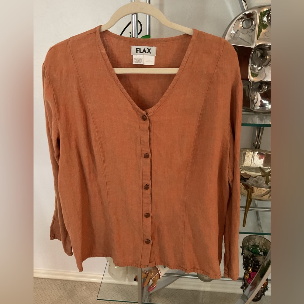 Flax Women's Button-Down Shirt - Rust